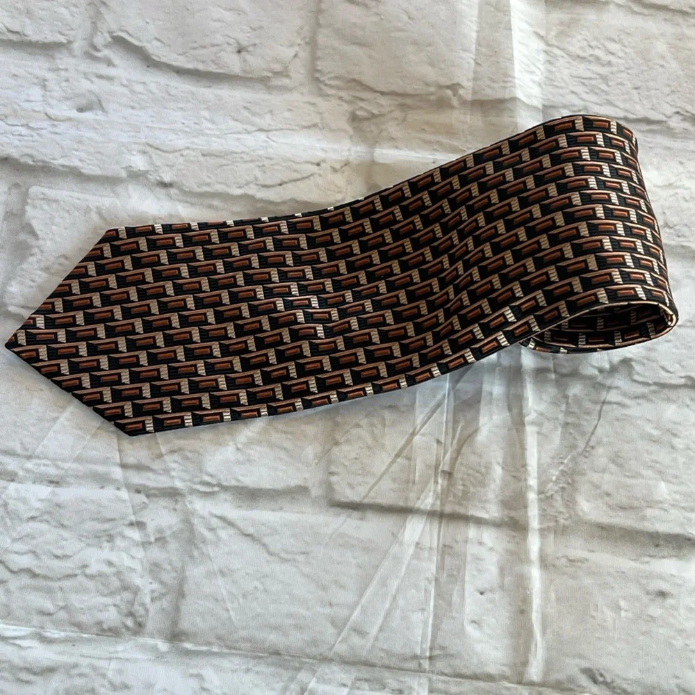 Campia Moda Brown Geometric Neck Tie 57”